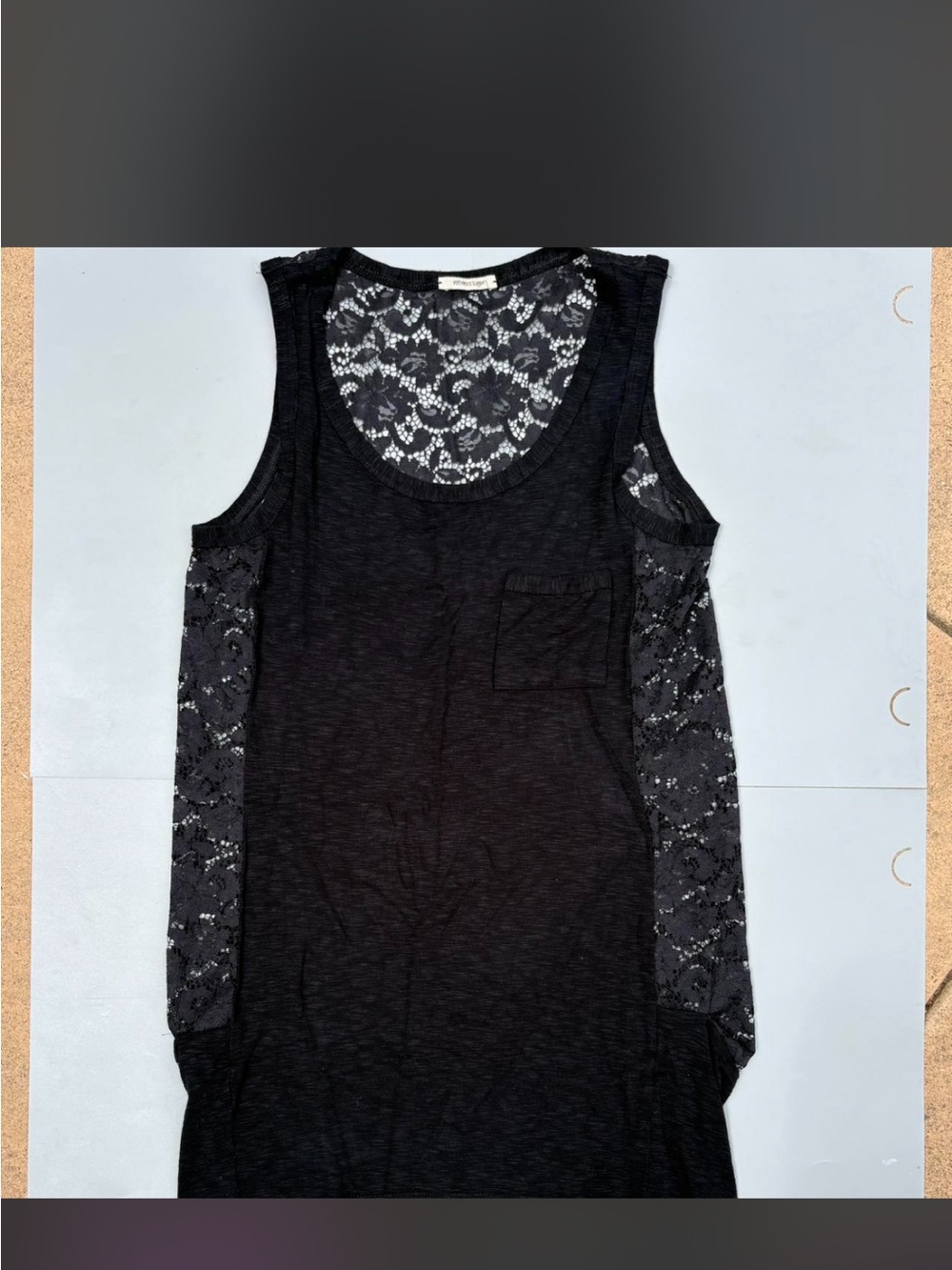 Anthropologie Black Lace-Panel Sleeveless Tank